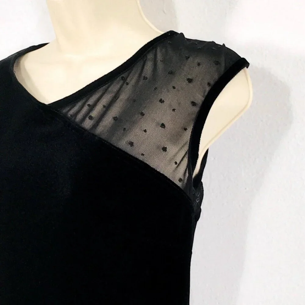 Robbie Bee Stretch Black Velvet Shift Dress Sz 10p Glitter Fairy WhimsyGoth